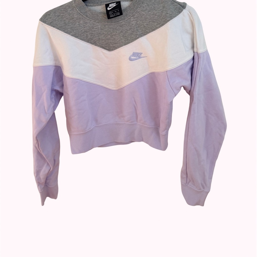 Nike Women's Tri-Tone Sweatshirt - Gray, White, Lavender